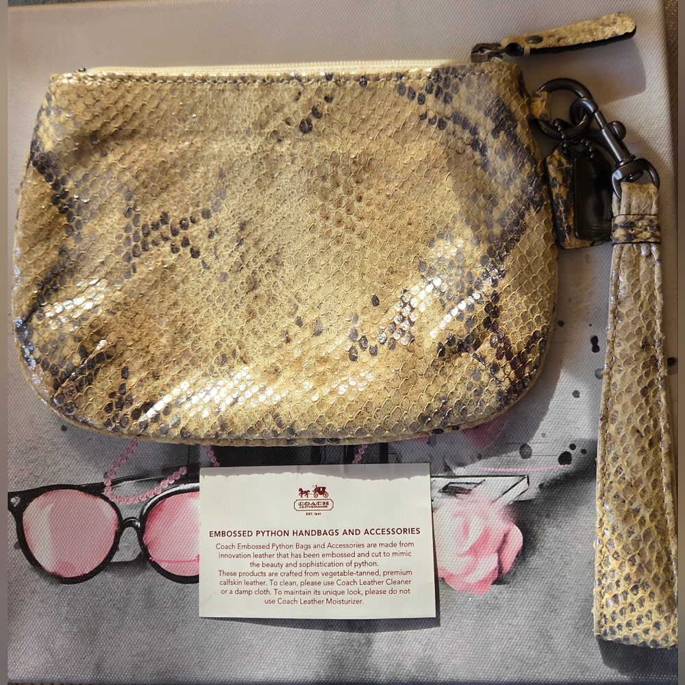 Coach Kristin Python Embossed Wristlet Clutch - image 2
